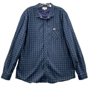 Lacoste Seersucker Shirt Men's XL Plaid Coastal Preppy Academia Hike 90s Classic